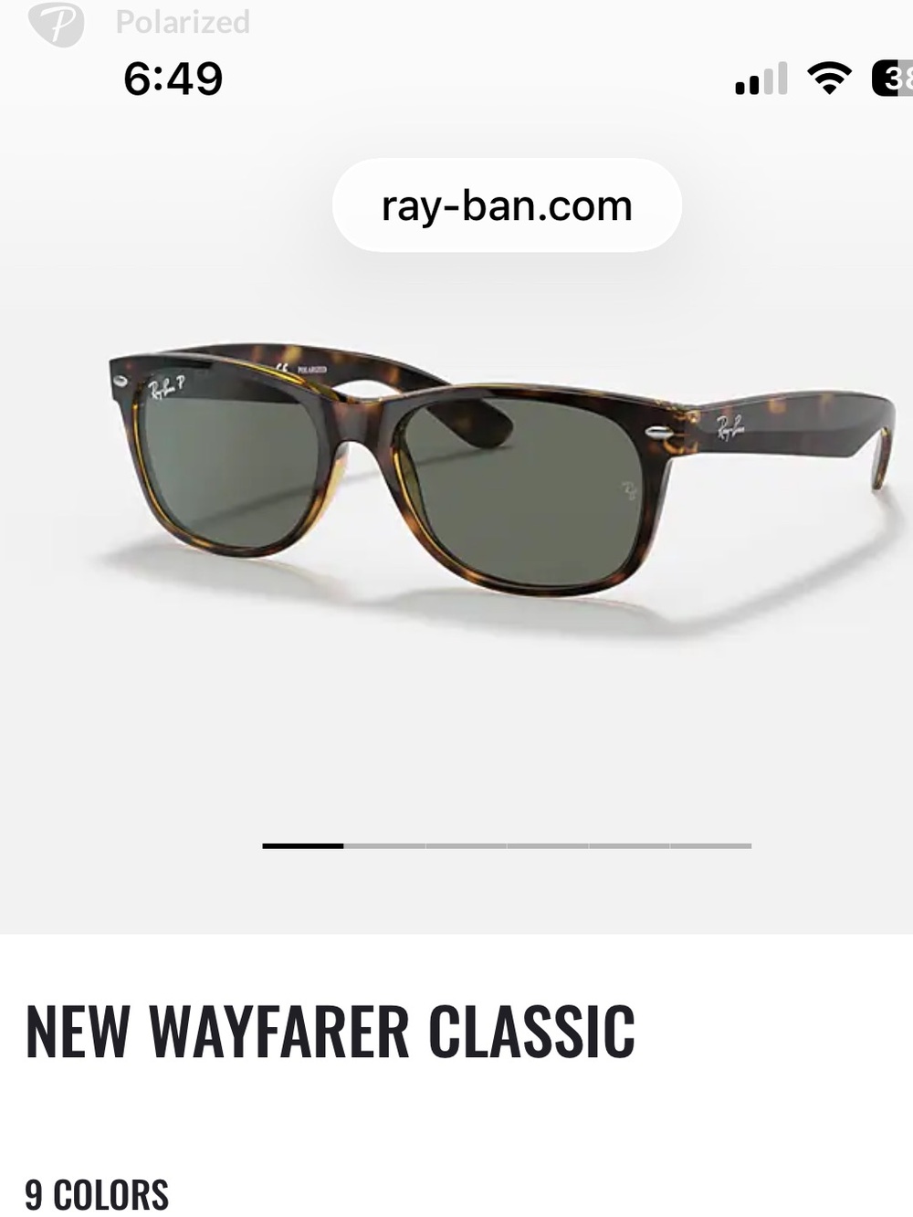 Ray-Ban New Wayfarer Polished Tortoise Frame Polarized Sunglasses